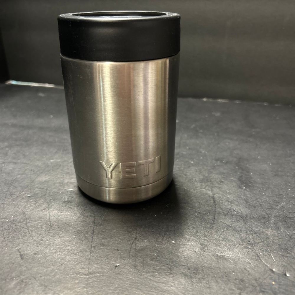 Yeti Stainless Steel Can Cooler - Silver Body with Black Top